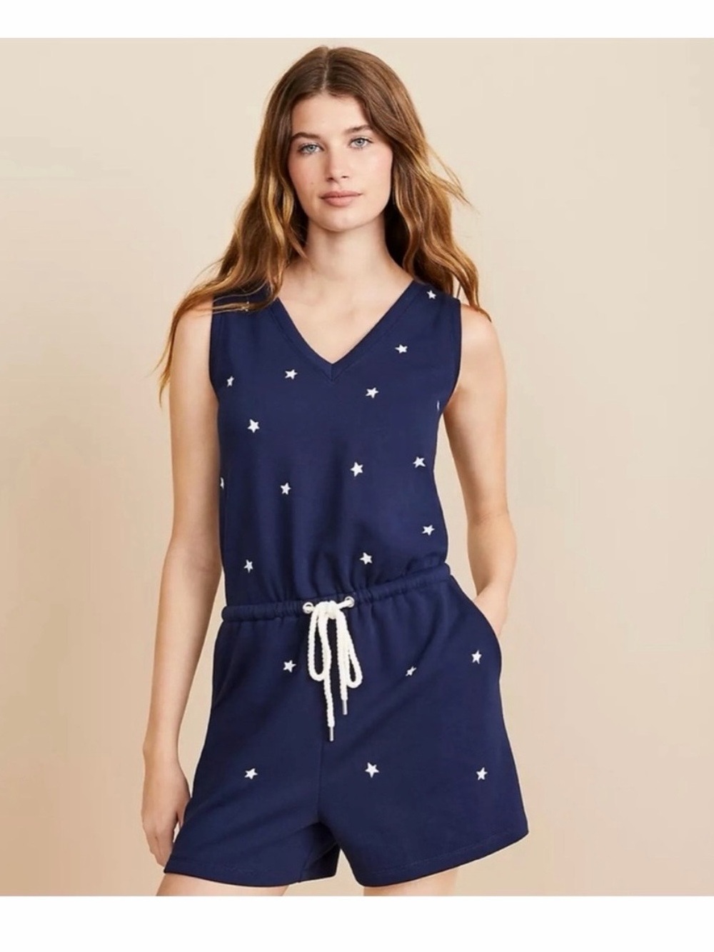 Lou & Grey Navy Star Print Sleeveless Romper